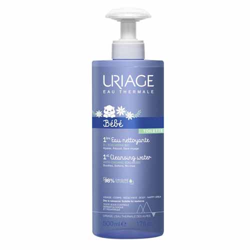 Uriage Bebé Bebe Primera Agua Limpiadora Sin Aclarado Rostro, Cuerpo Y Nalgas 500 ml