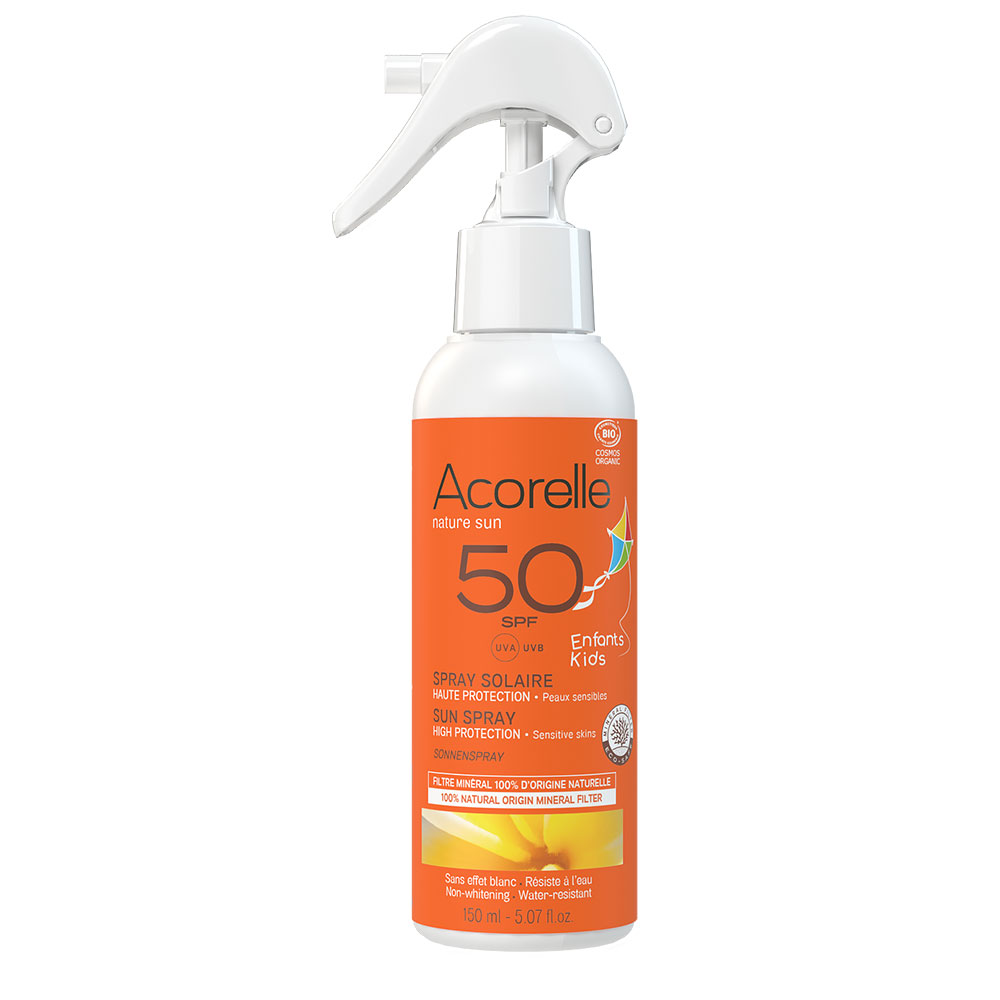 Acorelle Spray solar certificado Bio para niños SPF50 150 ml