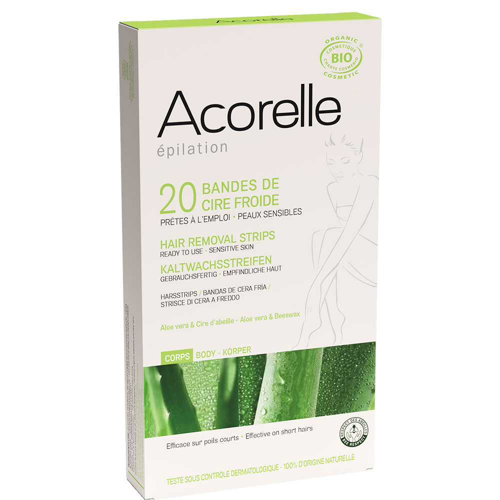 Acorelle Bandas de cera en frío certificadas Bio 20 unidades