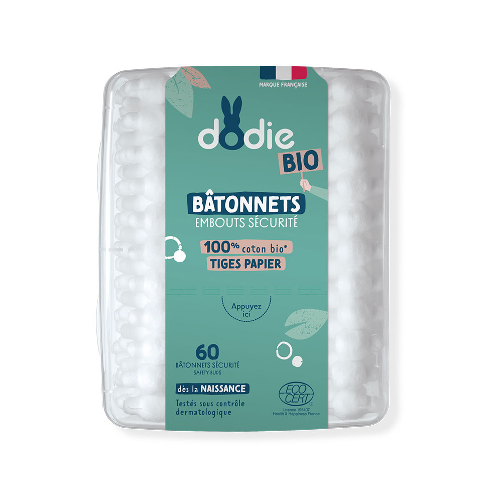 Dodie Bastoncillos Bio Dodie 100% Coton Bio Tiges Papier Dès La Naissance x60
