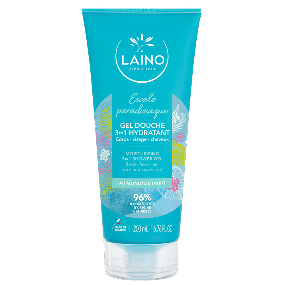 Laino Escale Paradisiaque Gel ducha hidratante 3 en 1 Cuerpo Cara Cabello Au Monio De Tahiti 200 ml