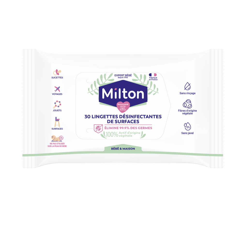 Milton Toallitas desinfectantes para superficies biodegradables x30