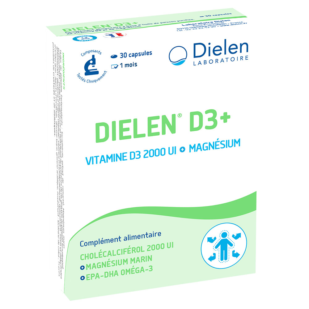 Dielen Vitamina D3 2000 UI + magnesio 30 cápsulas