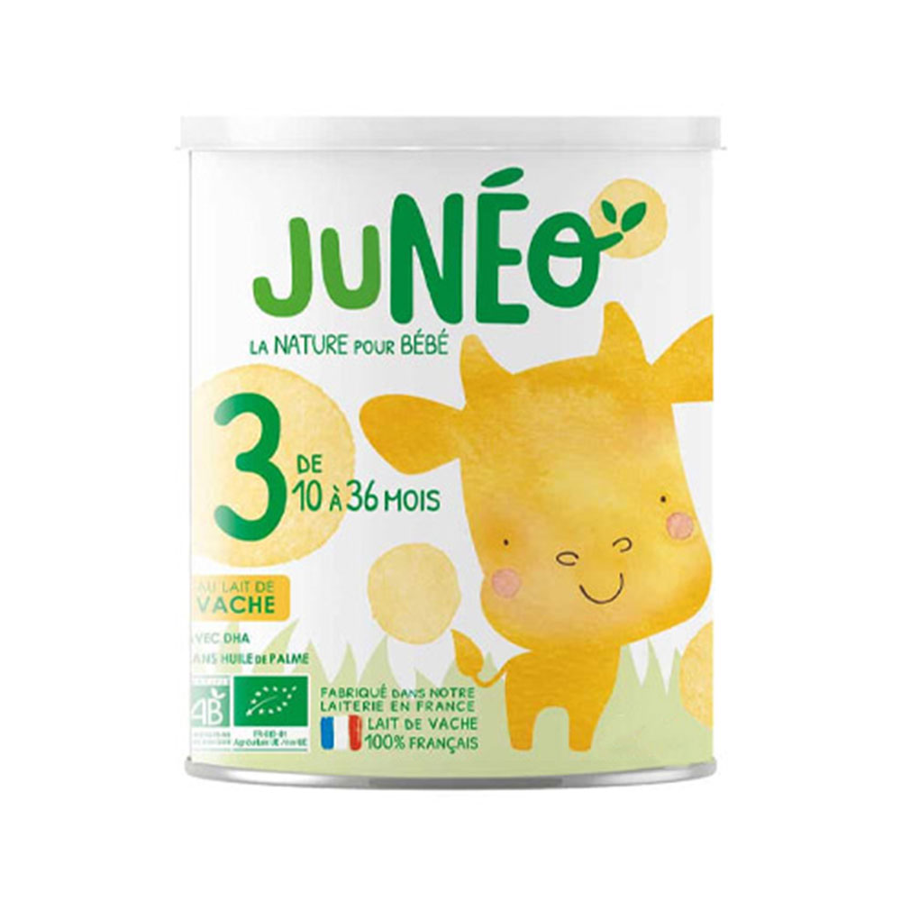 Juneo Leche de continuación 3 con leche de vaca bio 10 a 36 meses 800g