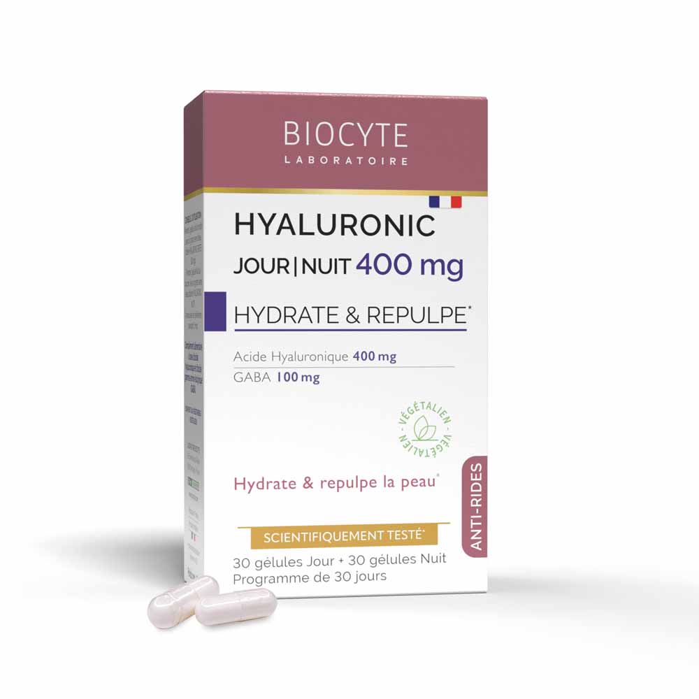 Biocyte Antiarrugas Ácido hialurónico 400 mg hidrata y rellena 30 cápsulas día + 30 cápsulas noche