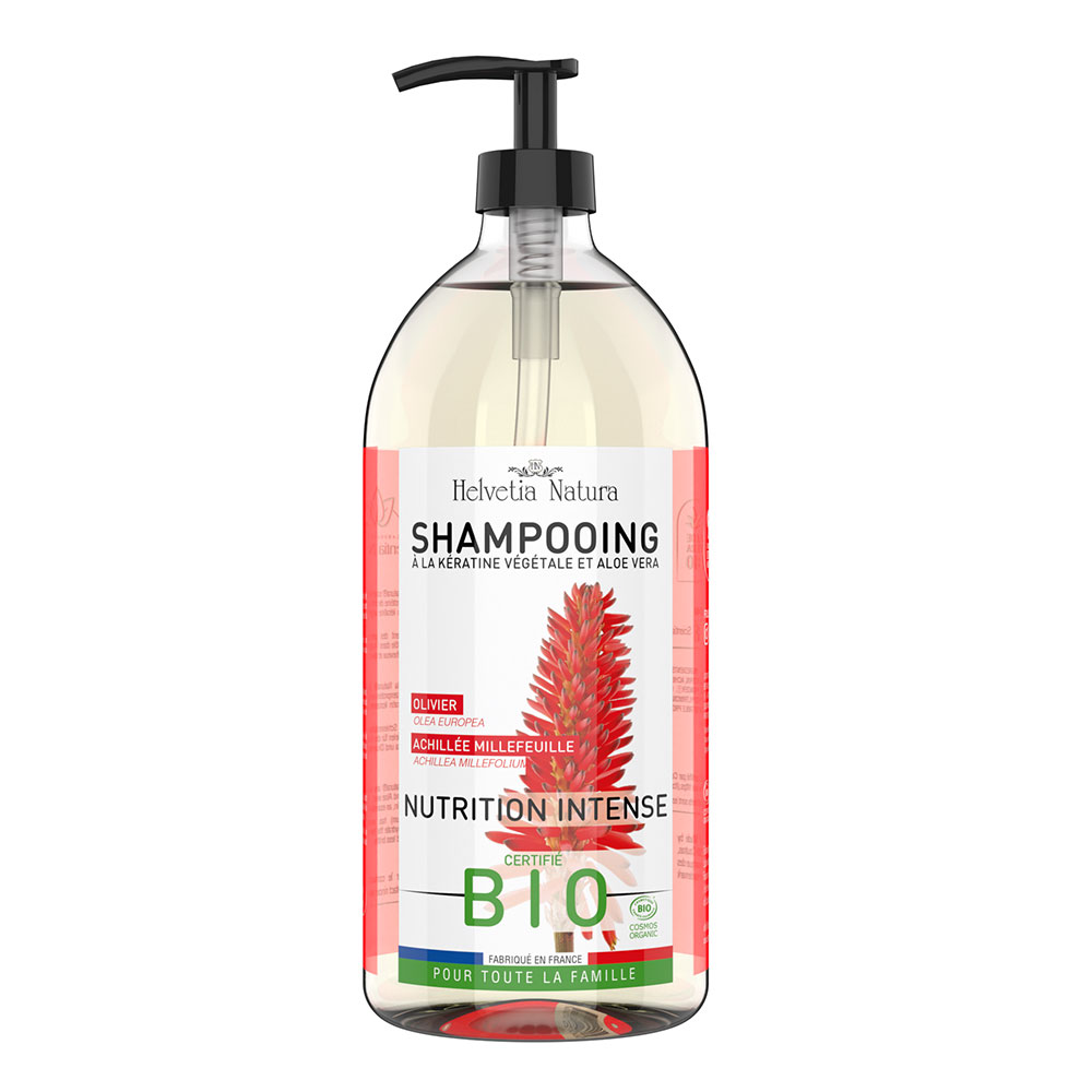 Helvetia Natura Champú Nutrición Intensa BIO Con queratina vegetal y Aloe Vera 1L