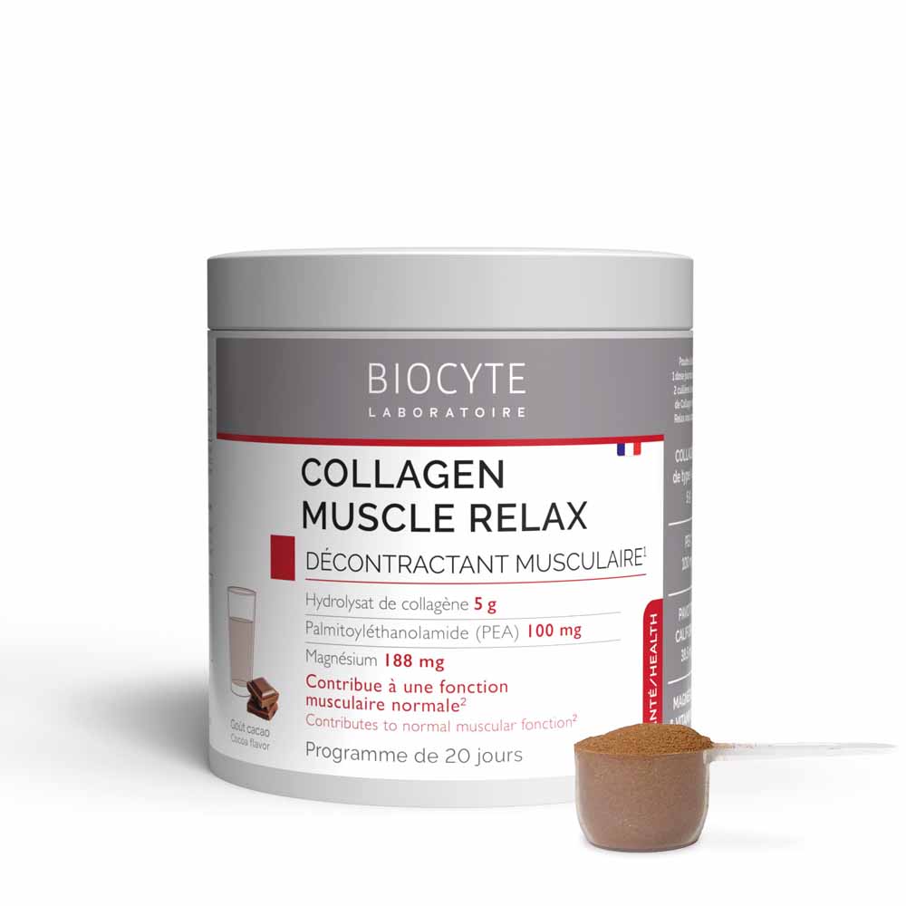 Biocyte Salud Relajante muscular de colágeno Sabor a cacao 290g