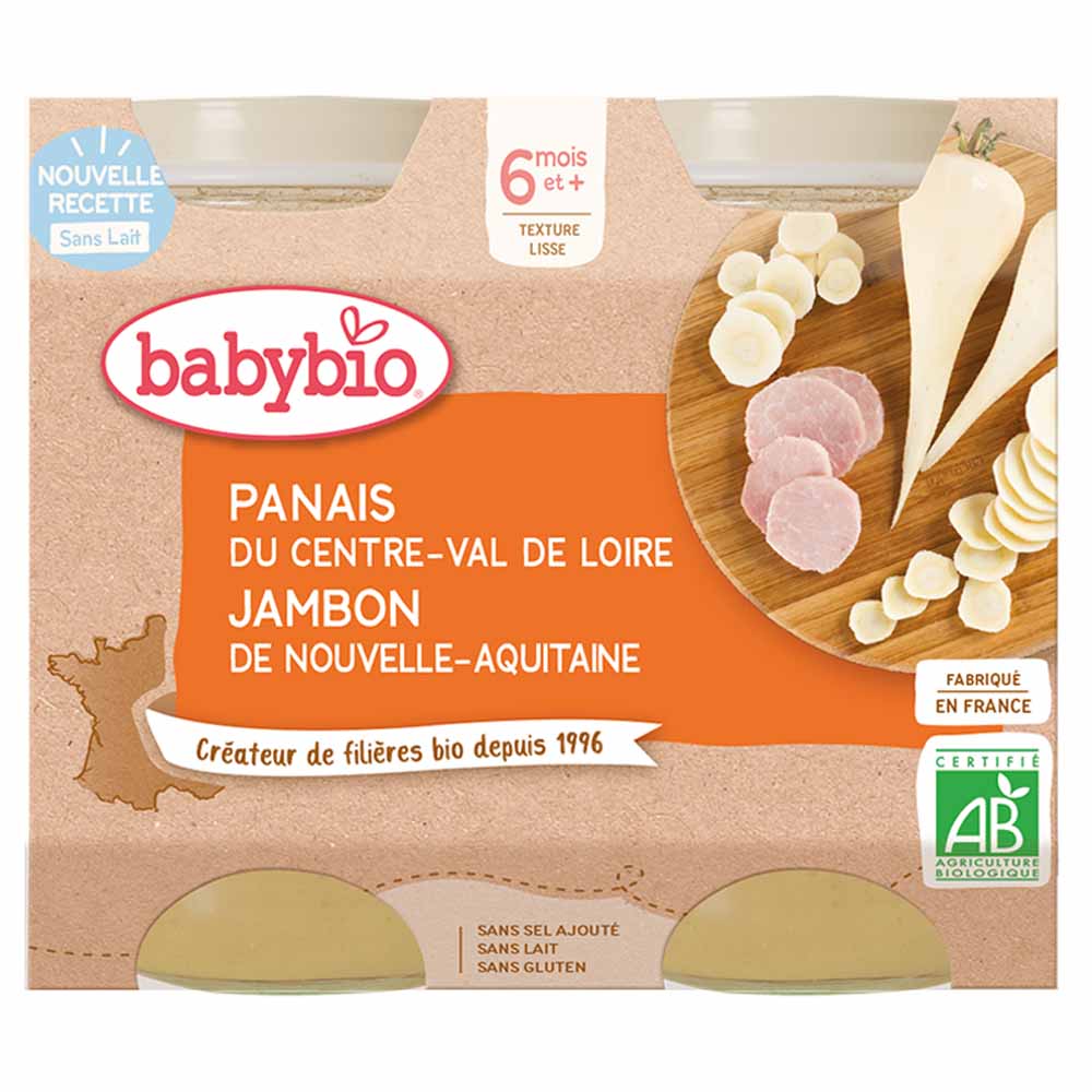 Babybio Comida preparada jamón y pastinaca a partir de 6 meses 2x200g