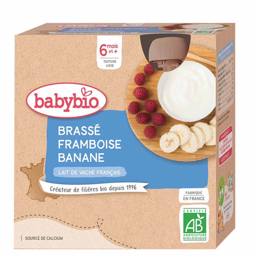 Babybio 6 Meses Biberón Ecológico Frambuesa Plátano 4x85g