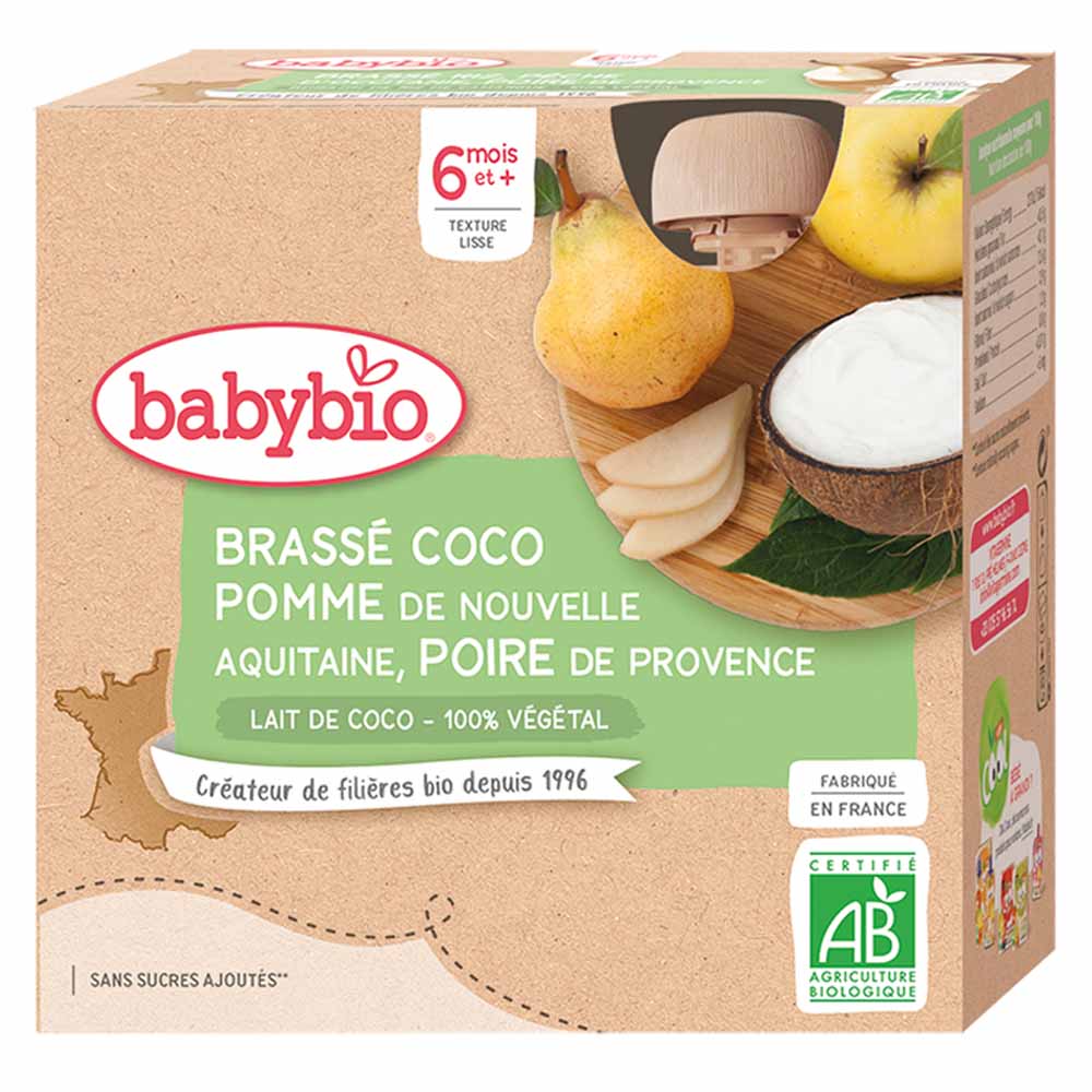 Babybio Biberón de leche de coco ecológica 6 meses 4x85g