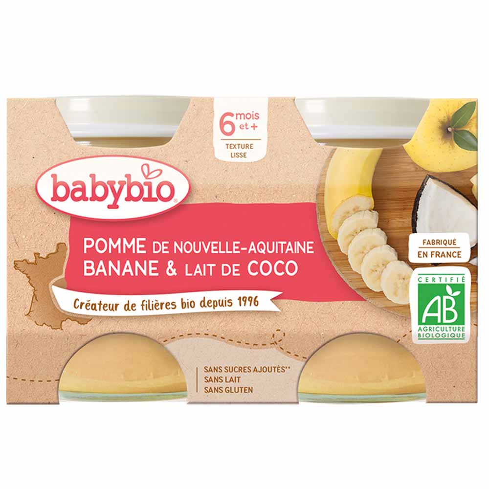 Babybio Frutas Potitos de frutas bio a partir de 6 meses 2x130g