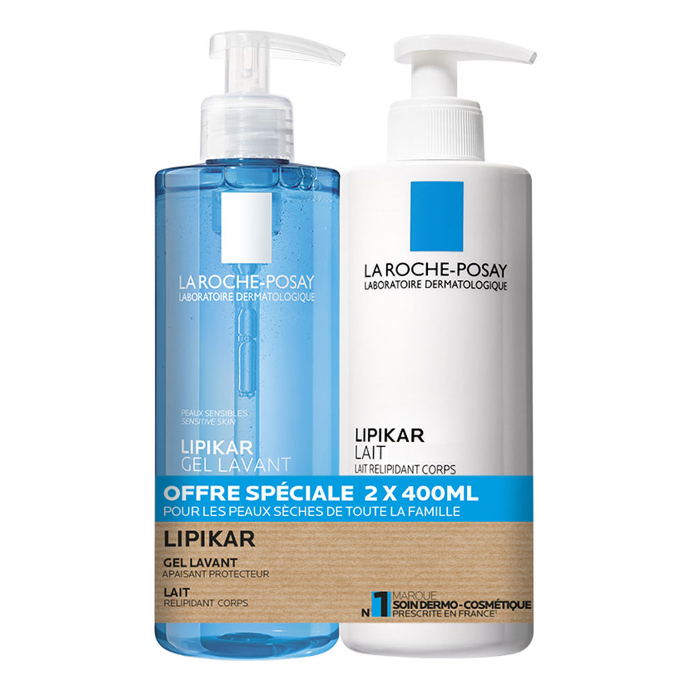 La Roche-Posay Lipikar Gel limpiador y leche corporal calmante 2x400ml