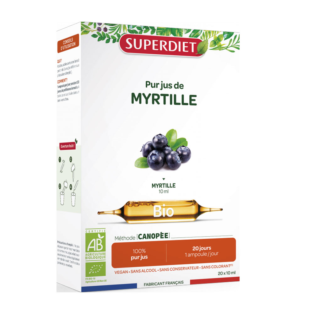 Superdiet Whortleberry Vision Zumo puro 20 ampollas x 10ml