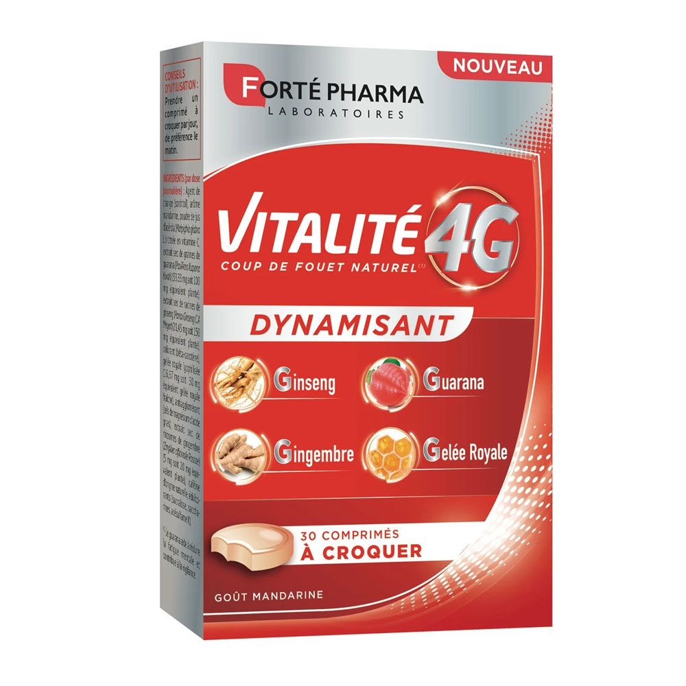 Forté Pharma Vitalité 4G Energizante Aroma de mandarina 30 comprimidos masticables