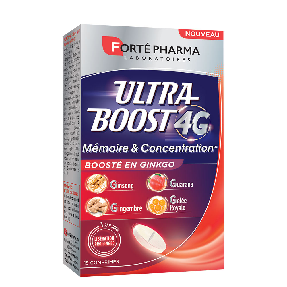 Forté Pharma Ultra Boost 4G Memoria y concentración ginseng ginkgo 15 comprimidos