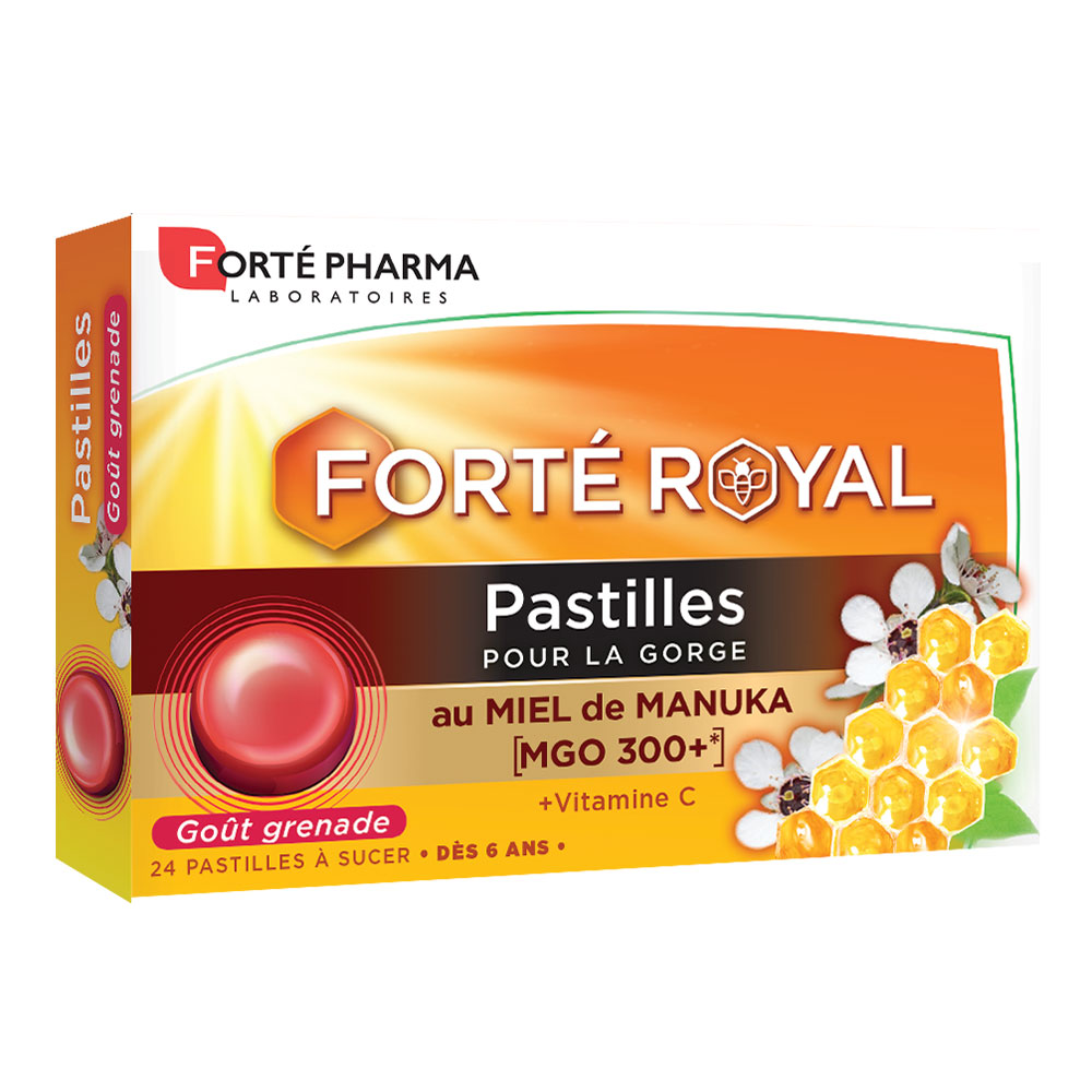 Forté Pharma Forté Real Garganta miel de Manuka sabor granada 24 comprimidos masticables