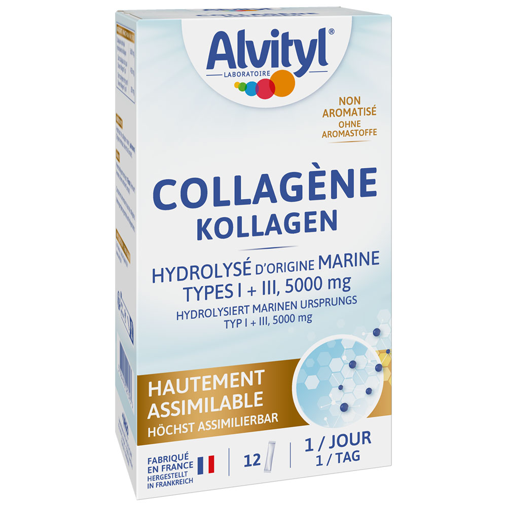 Alvityl Colágeno hidrolizado de origen marino 5000 mg tipos I y III 12 sticks