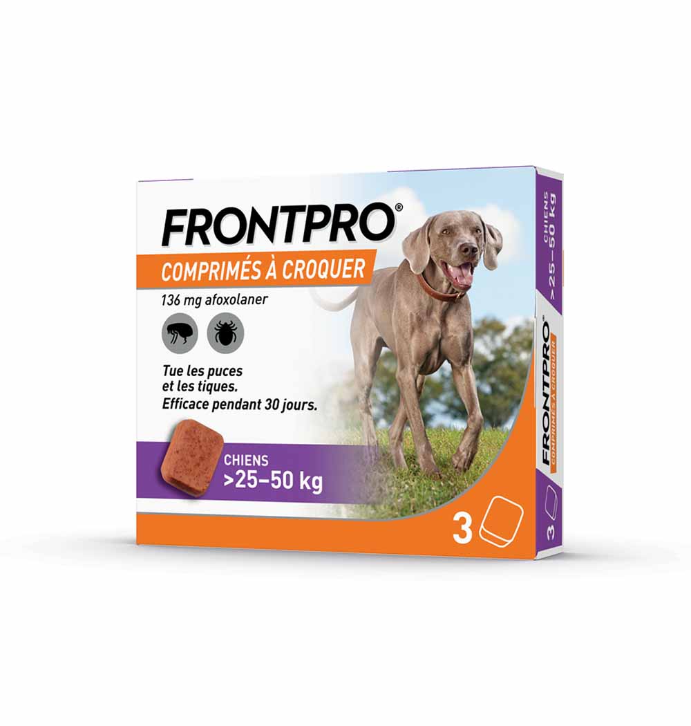 Frontline Frontpro Antiparasitario perro muy grande 25-50kg pulgas y garrapatas x3 tabletas