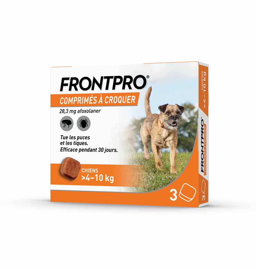 Frontline Frontpro Antiparasitario para perros de 4 a 10 kg pulgas y garrapatas x 3 comprimidos