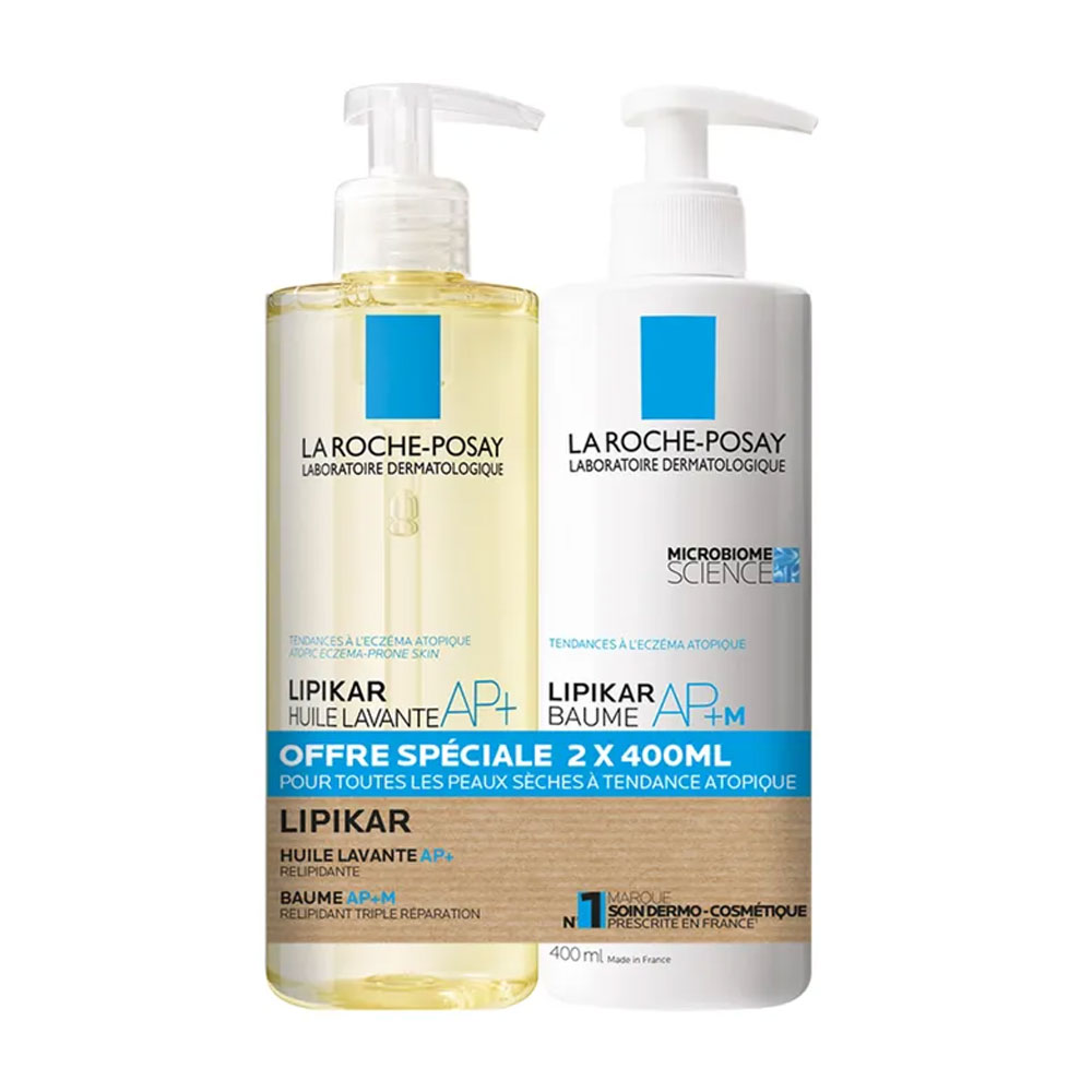 La Roche-Posay Lipikar Aceite limpiador AP+ y Baume Relipid+ AP+M Peaux A Tendance Eczema Atopique 2x400ml