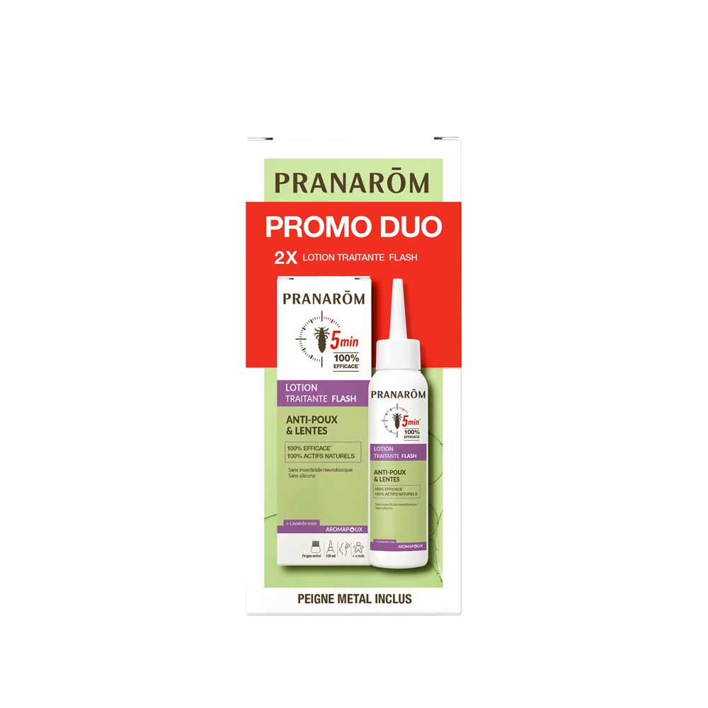 Pranarôm Pranapoux Flash Loción Tratante Antipiojos y Liendres 2x100ml