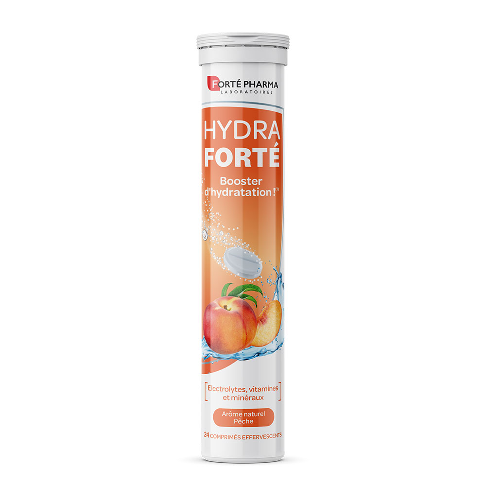 Forté Pharma Hydra Forté Refuerzo de hidratación sabor natural a melocotón 24 comprimidos efervescentes