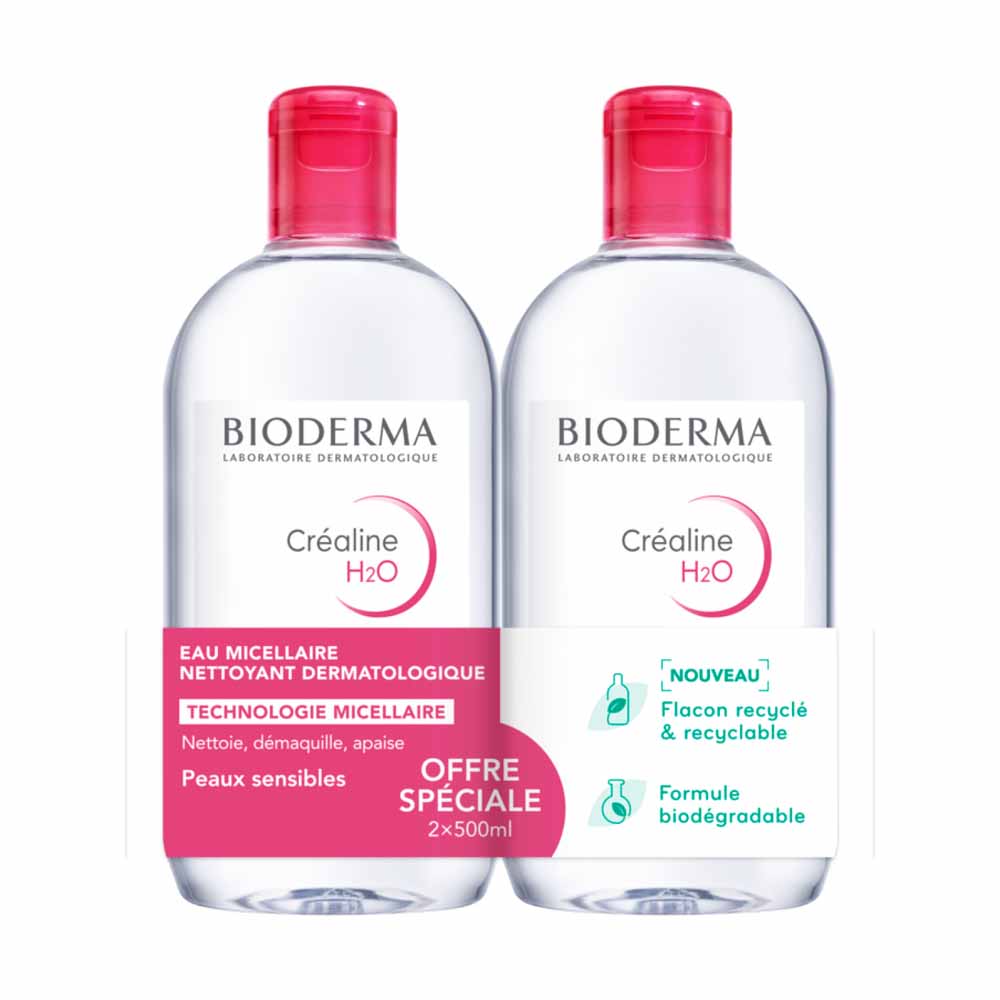 Bioderma Crealine Solucion Micelar Desmaquillante H2O H2O Sans parfum 2x500ml