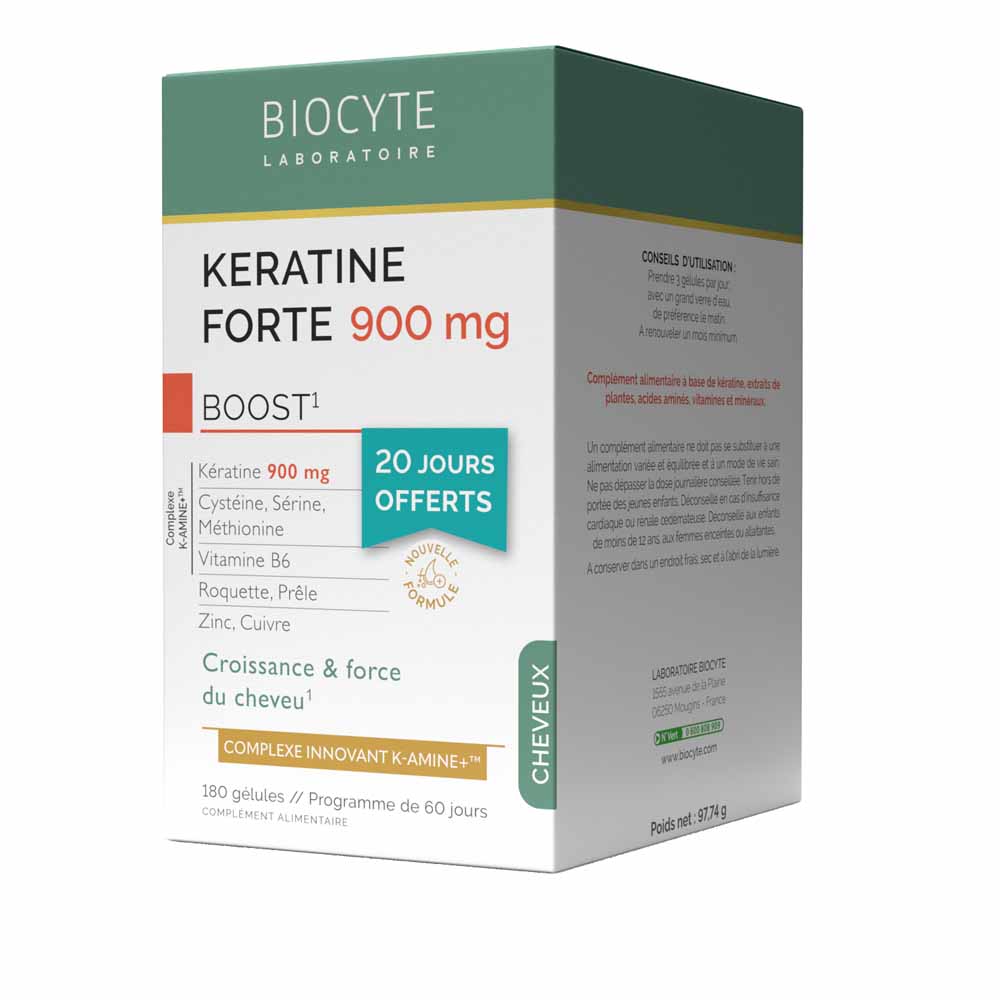 Biocyte Cabello Queratina fuerte 900 mg boost 180 cápsulas
