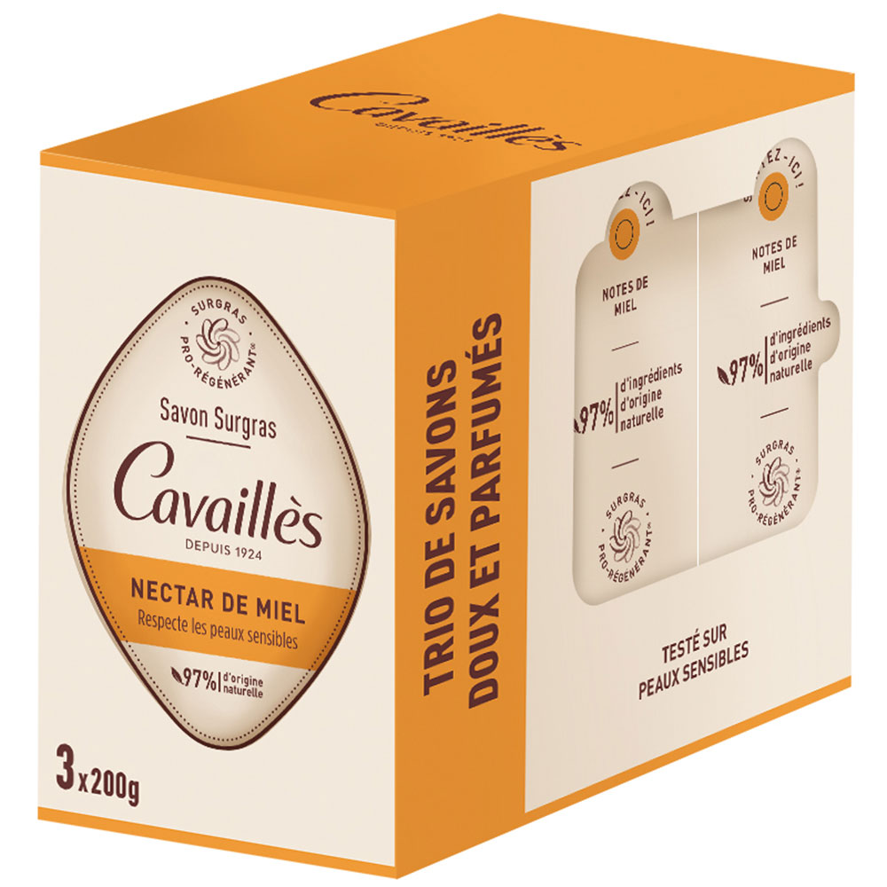 Cavaillès Surgras Pro-Regenerador Jabón de Néctar de Miel 3x200g