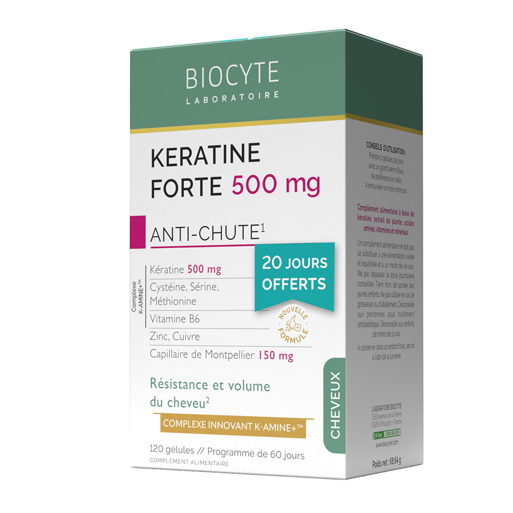 Biocyte Cabello Pack Keratin Forte 500mg 120 cápsulas