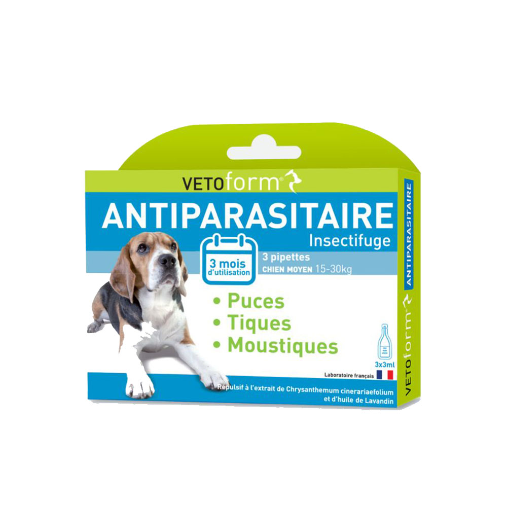 Vetoform Perro Pipetas antiparasitarias para perros de 15 a 30 kg 3 x 3 ml