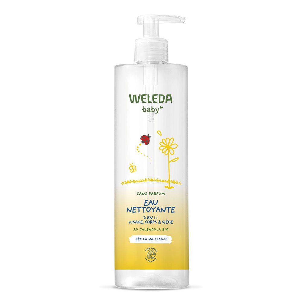 Weleda Bebés y Niños Agua limpiadora 3 en 1 Cara, Cuerpo y Asiento 400 ml