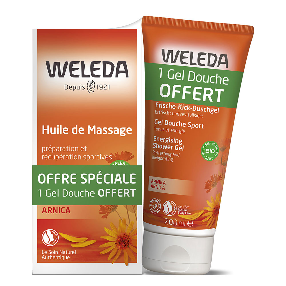 Weleda Arnica Aceite de masaje + Gel de ducha deporte 2x200ml