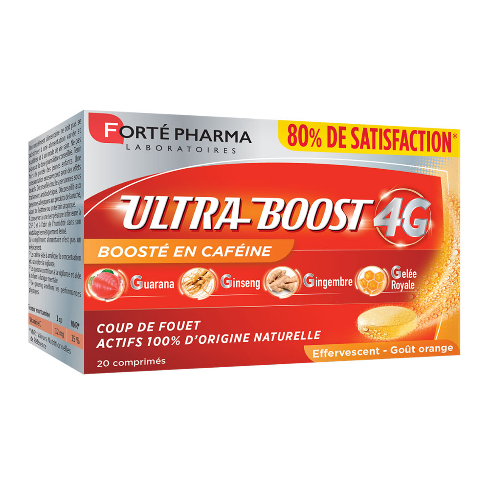 Forté Pharma Ultra Boost 4G Energizante natural enriquecido con cafeína 20 comprimidos efervescentes