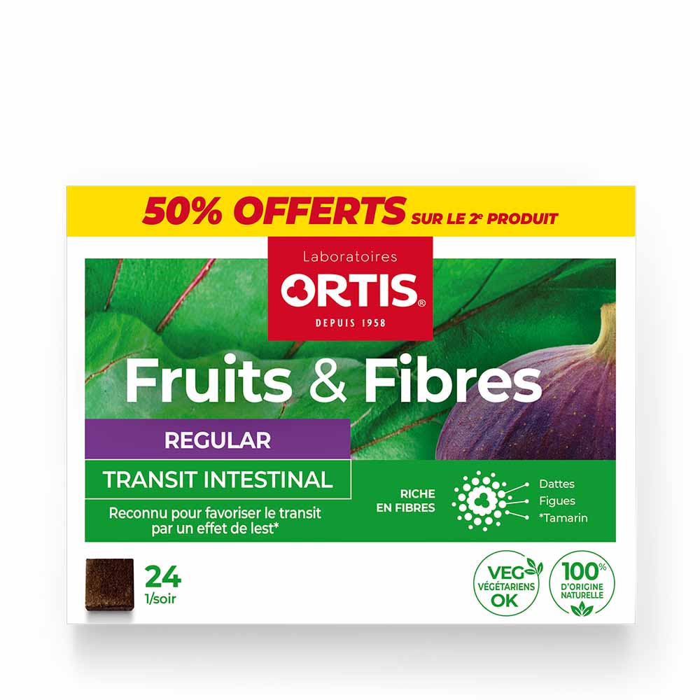 Ortis Frutas y fibras tránsito intestinal regular 2x24 cubos