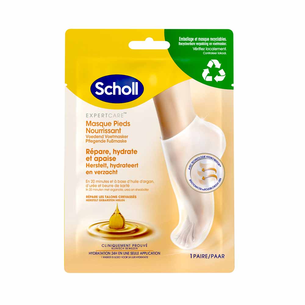 Scholl Mascarilla nutritiva para pies con Aceite de Argán 1 par