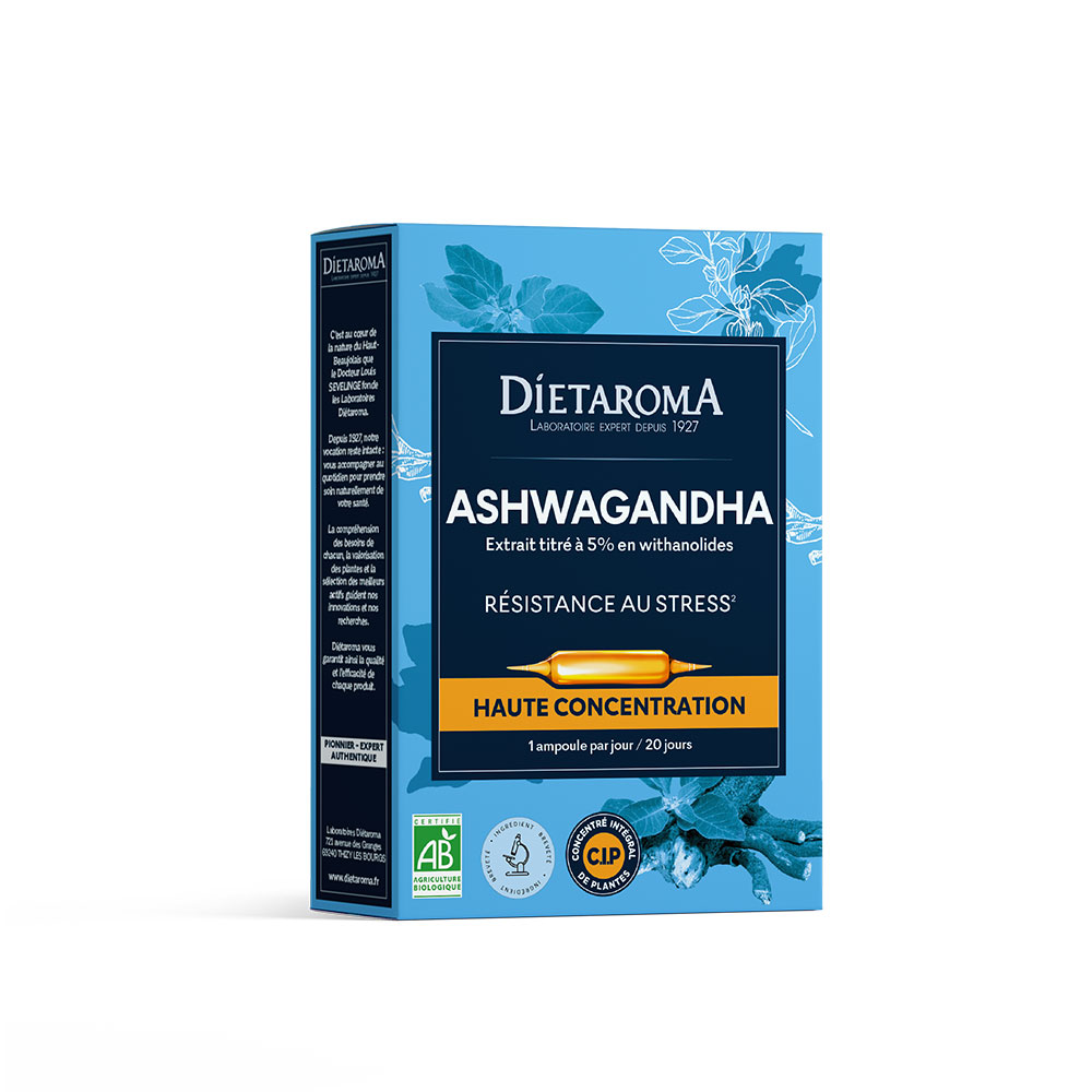 Dietaroma Ashwagandha resistencia al estrés alta concentración 20 ampollas