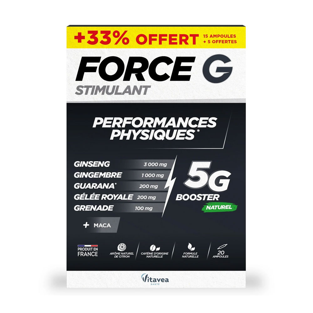 Vitavea Santé Force G Estimulante del rendimiento físico estimulante natural 20 ampollas