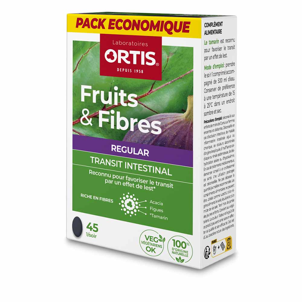 Ortis Frutas y fibras tránsito intestinal regular 45 comprimidos