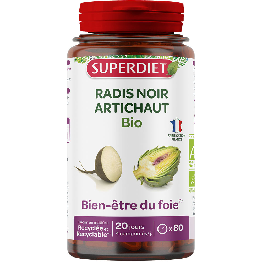 Superdiet Rábano negro alcachofa bio bienestar hepático 80 comprimidos