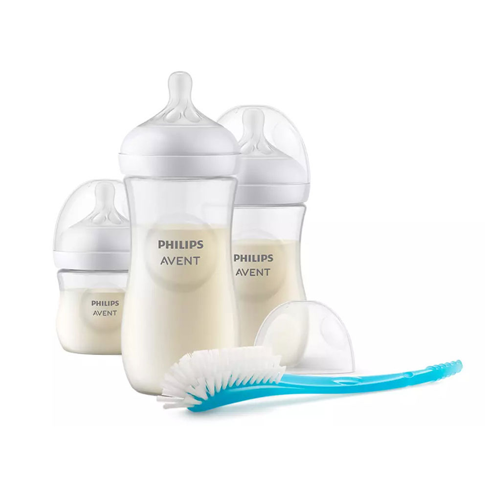 Avent Pack recién nacido Natural Response 3 biberones + 1 cepillo limpiador