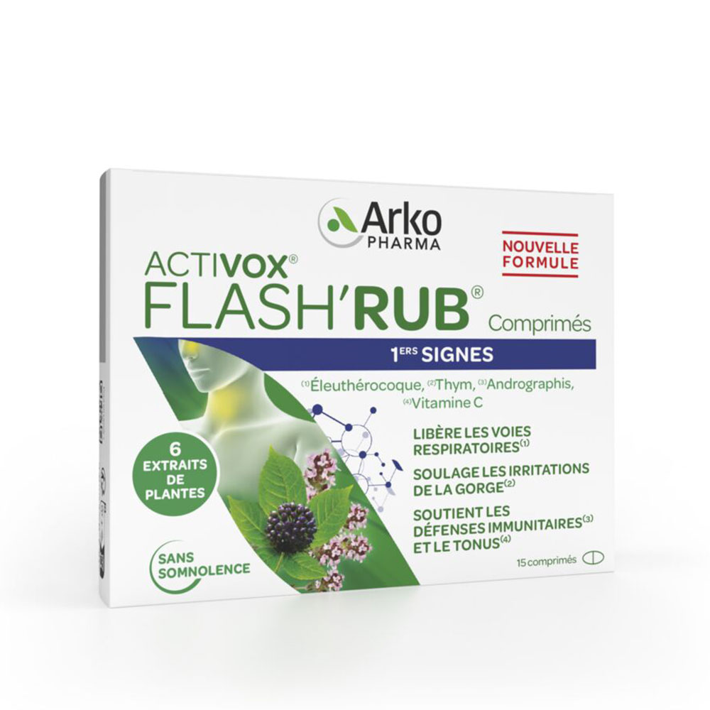Arkopharma Flash'Rub Nariz y garganta vitamina C, pelargonio 15 comprimidos