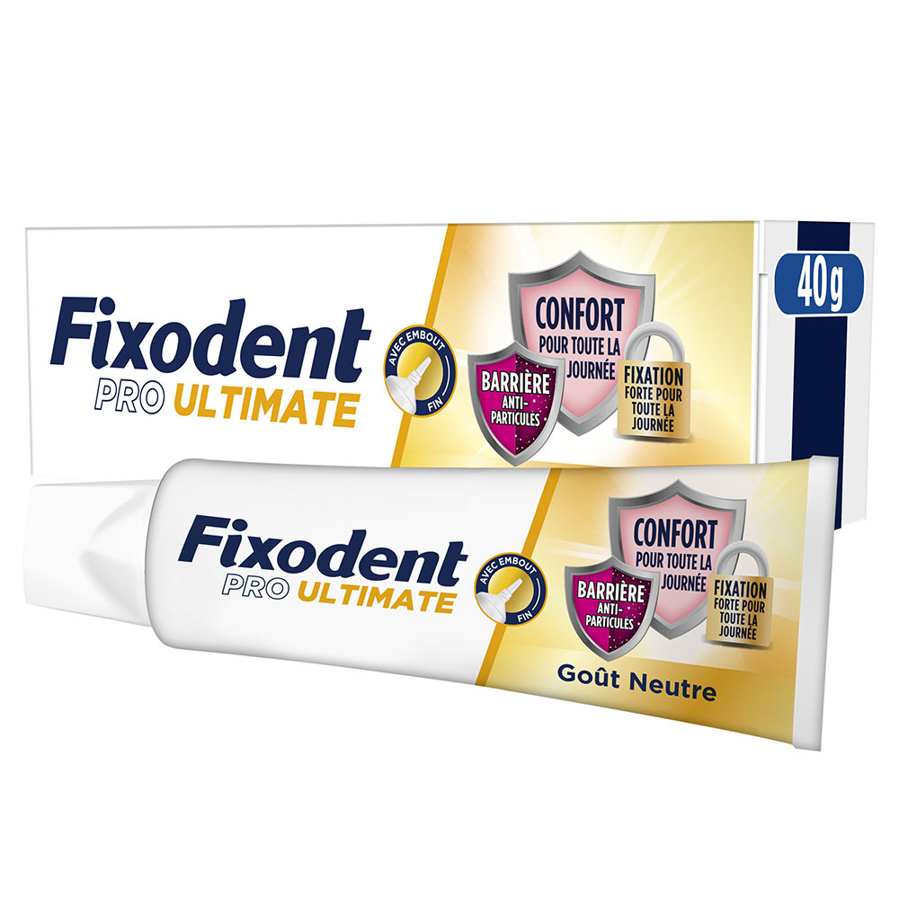 Fixodent Pro Ultimate Crema adhesiva para prótesis totales y parciales Sabor neutro 40 ml