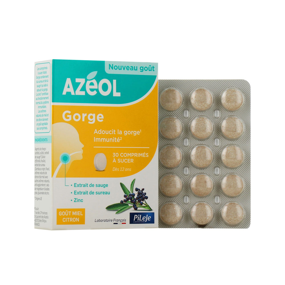 Pileje Azeol Comprimidos para chupar sabor miel limón 30 unidades