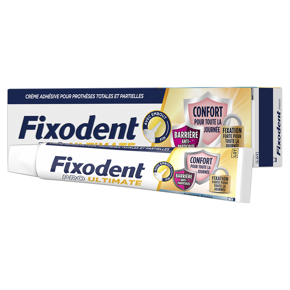 Fixodent Pro Ultimate Crema adhesiva para prótesis totales y parciales sensación de frescura 40 g