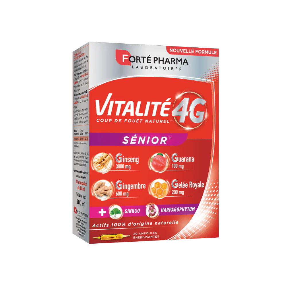 Forté Pharma Vitalité 4G Energizante natural sénior con ginseng, jengibre y ginkgo 4g