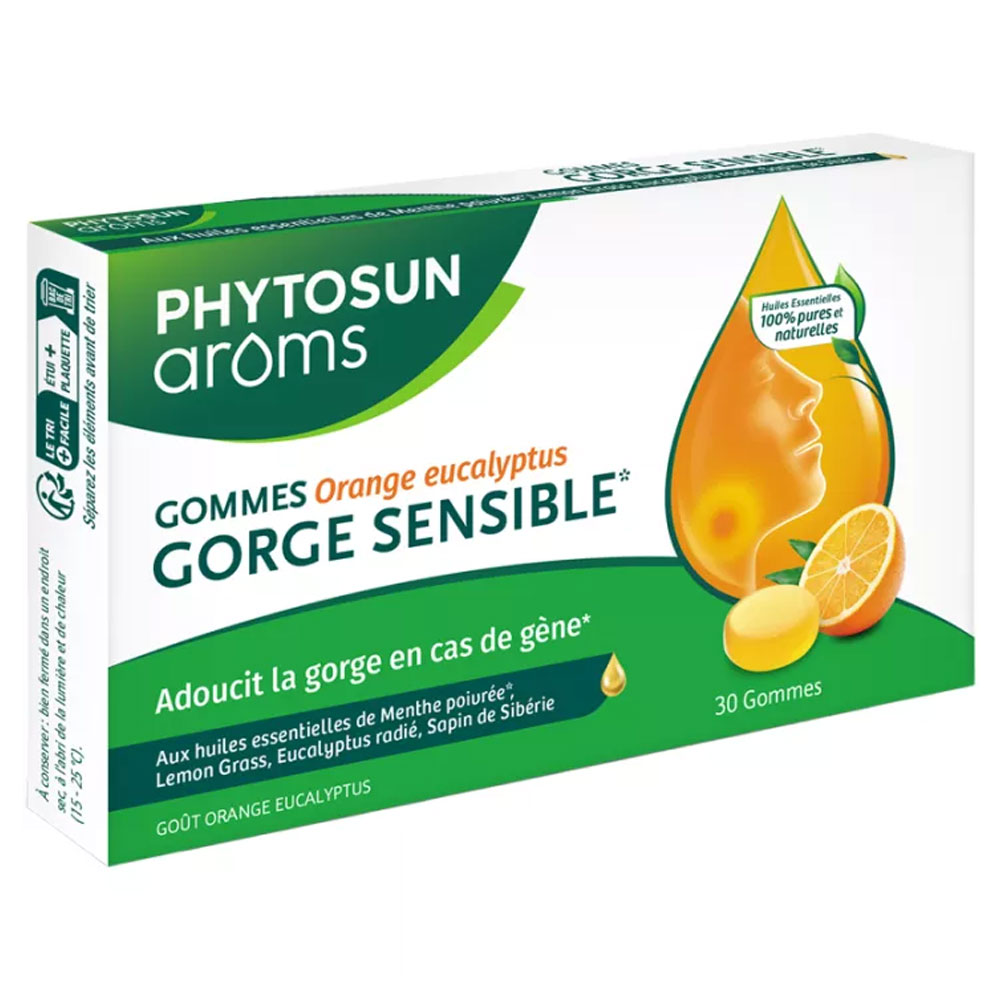 Phytosun Aroms Garganta sensible sabor naranja y eucalipto 30 gominolas