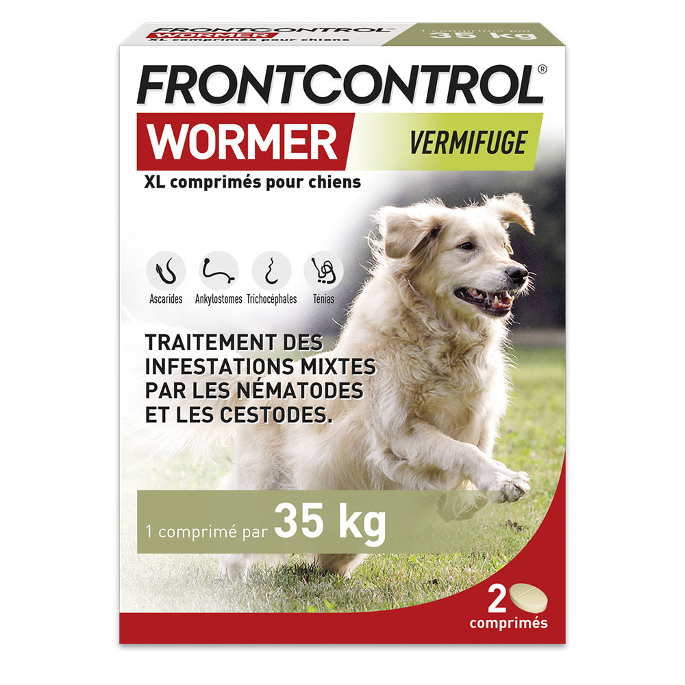 Frontline Frontcontrol Wormer Vermífugo para perros 1 comprimido XL por cada 35 kg 2 x
