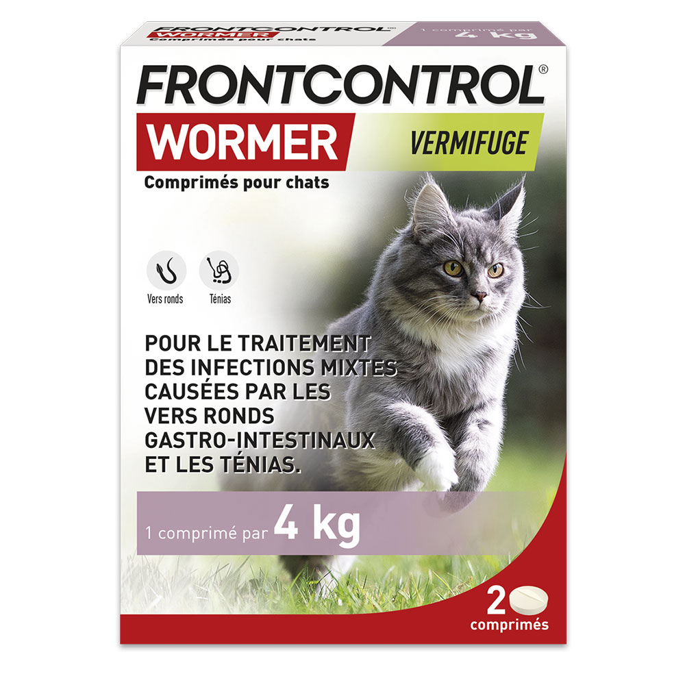 Frontline Frontcontrol Wormer Vermífugo para gatos 1 comprimido por cada 4 kg 2 x unidades
