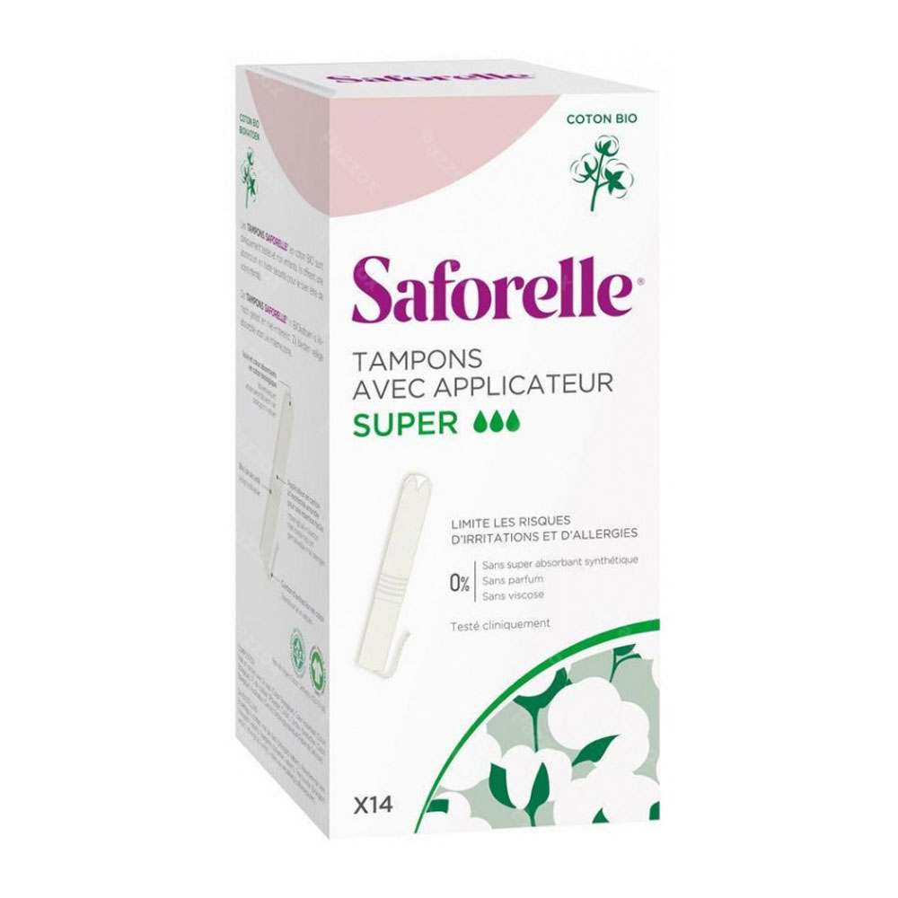 Saforelle Tampons Super Con Aplicador Algodon Bio x14